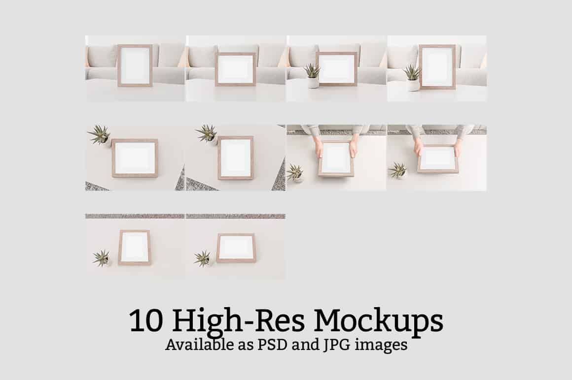 Download 10 Wooden Picture Frame Mockups - SparkleStock